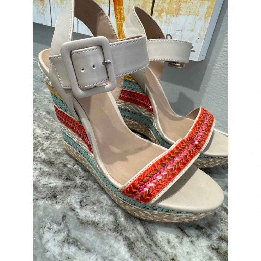 Mix No. 6‎ Jordie platform wedge heel multi-color striped espadrille design 8